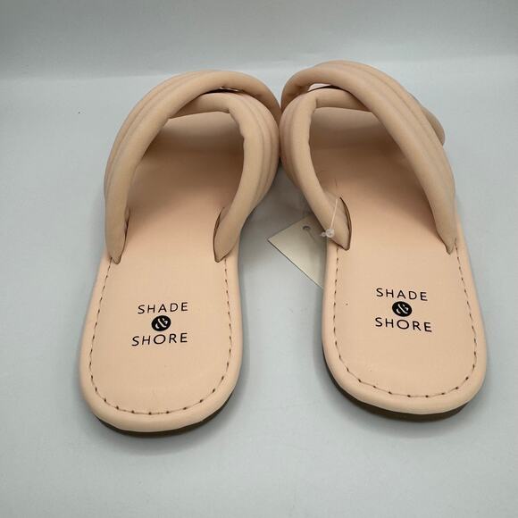 Shade & Shore Maxie Padded Crossband Sandals, Size 5, Nude/Blush Slide Flats NWT - Picture 6 of 7
